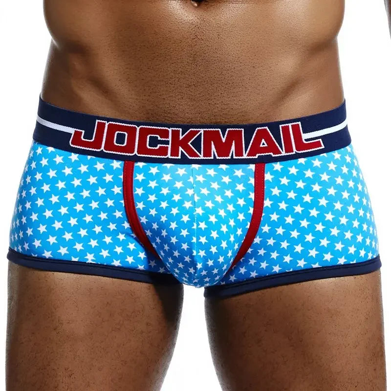 JOCKMAIL Male Panties Breathable Boxers Cotton Sexy Men Underwear U convex pouch Gay Underpants Printed 17 models boxershorts - Cosmic Twink