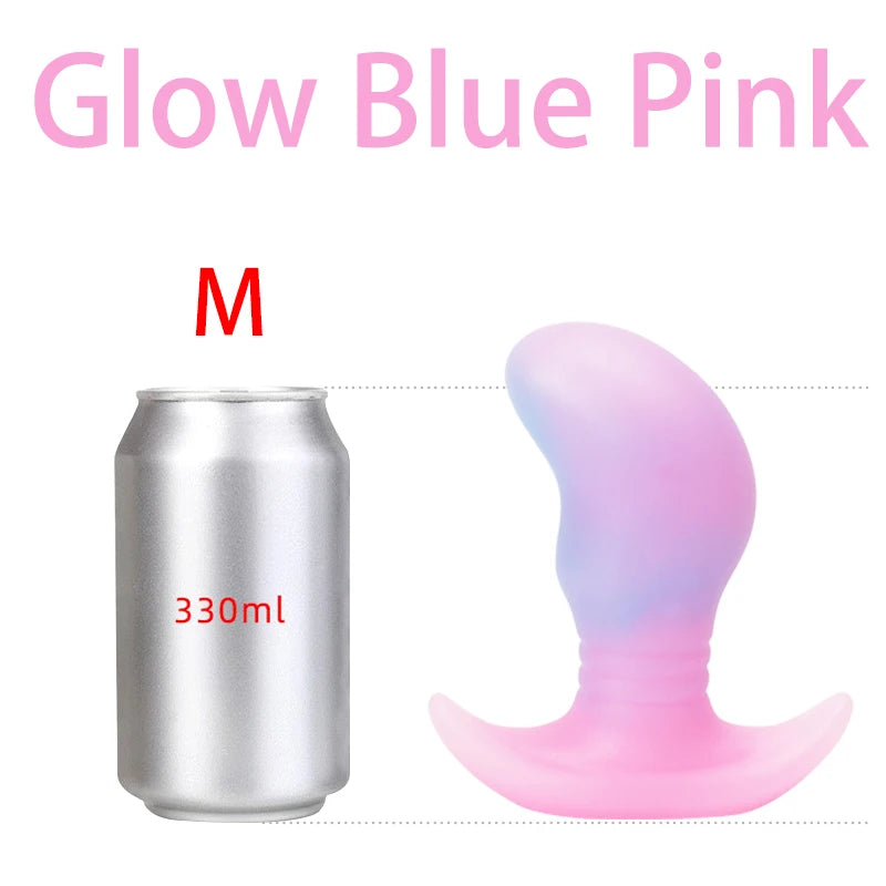 Glow in The Dark Colorful Silicone Buttocks Butt Plug Soft Women's Gay Men Prostate Massager - Cosmic Twink