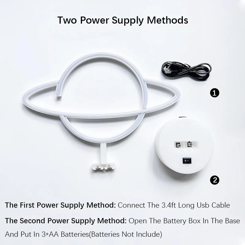 Pink Blue Planet neon sign Light USB/ battery dual purpose LED Lamp, for Birthday Wedding Party Wall Camping Summer Home decor - Cosmic Twink