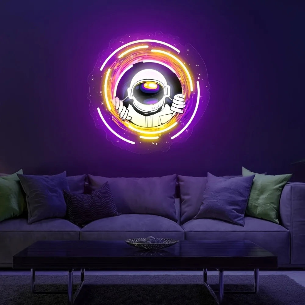Astronaut Neon Sign Home Wall Decor USB Powered Dimmable Suitable for Game Room Party Art Shop Decor Gifts for Friends - Cosmic Twink