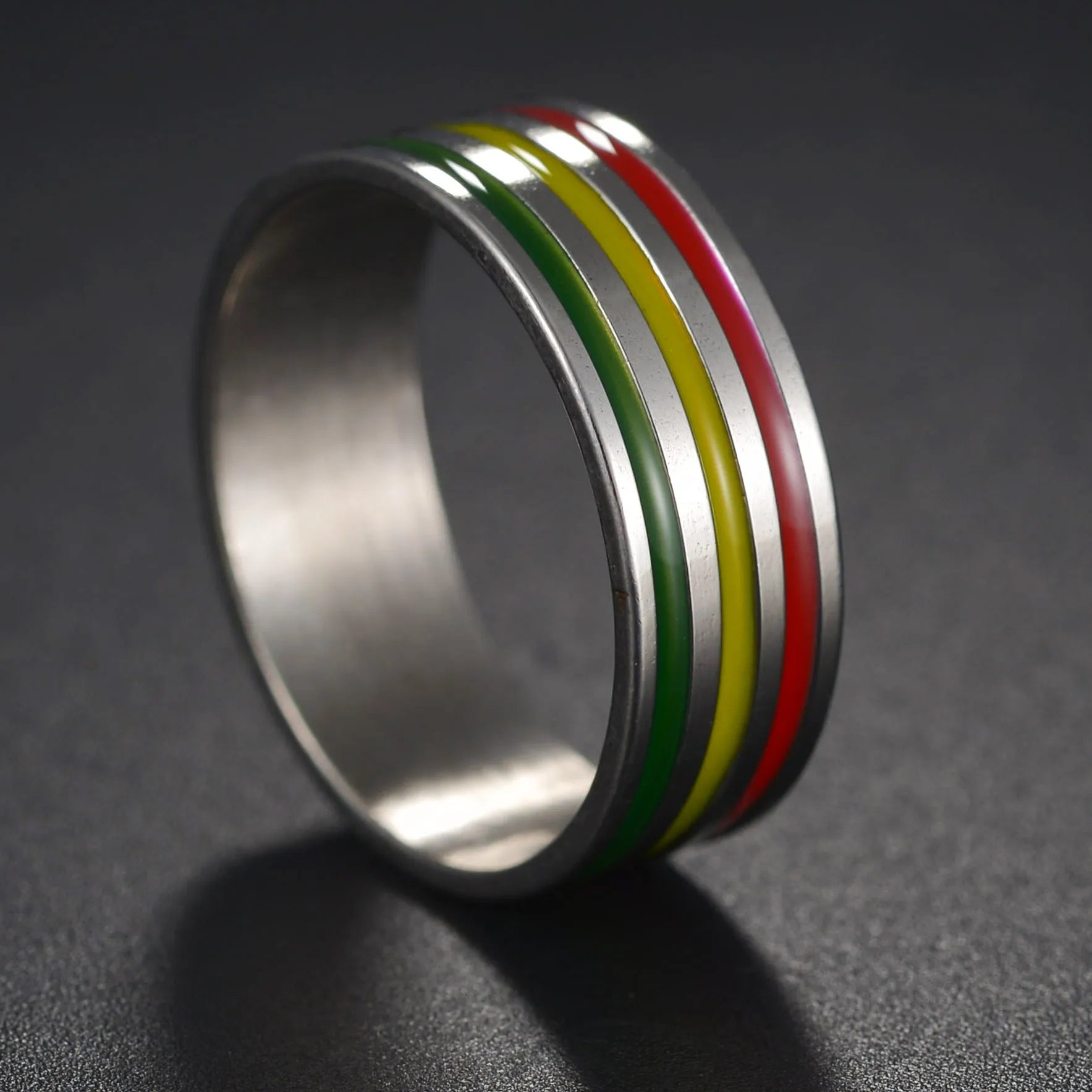 8MM Multicolor Rainbow Ring For Women Men LGBT Lebian Gay Jewelry Titanium Steel Wedding Engagement Rings Gifts Accessory - Cosmic Twink
