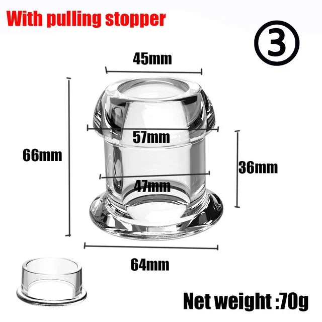 Hollow Speculum Peeking Anal Beads Butt Plug with Stopper Expander Tunnel Transparent Anus Dilation Adult Women Men Gay - Cosmic Twink