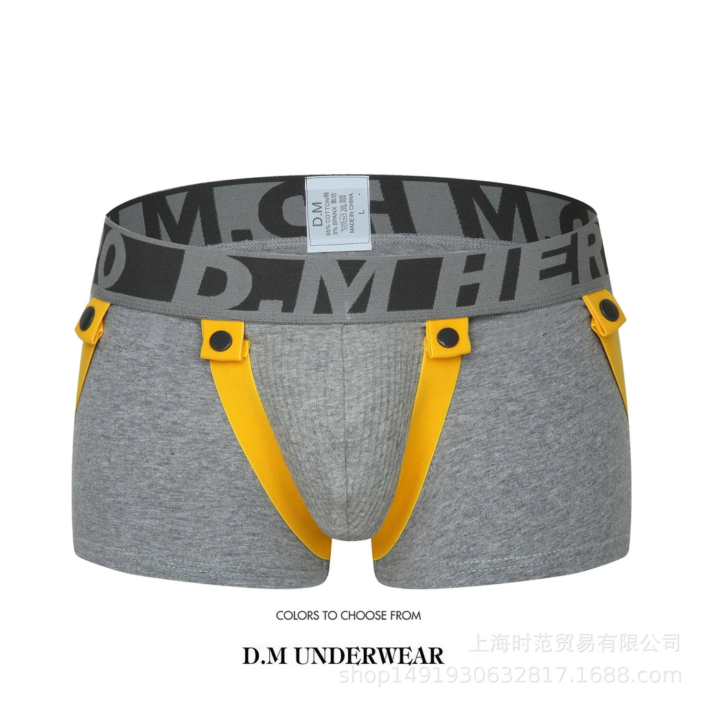 Boxer Pants Low Waist Men's Underwear Boxer Underpants Personality Hip Lifting Under Shorts with Strap - Cosmic Twink