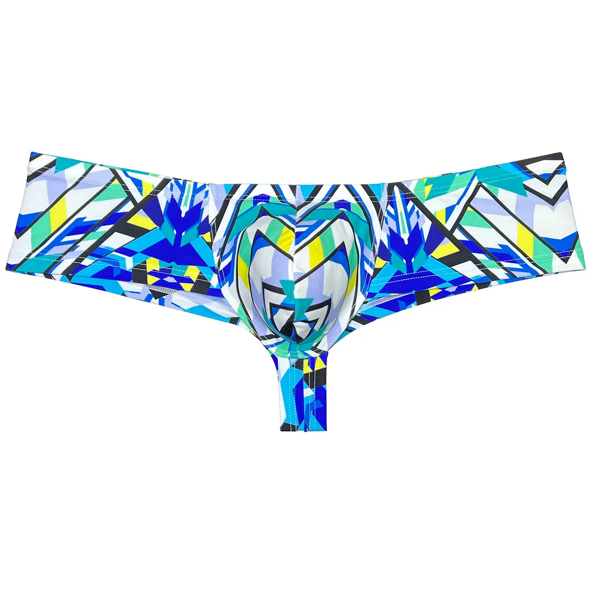 Sexy Mens Print Swim Thongs Ultrathin Quick-dry Swimwear Low-rise Bikini-Style Back Briefs Underwear Elastic Boxer Shorts Beach - Cosmic Twink
