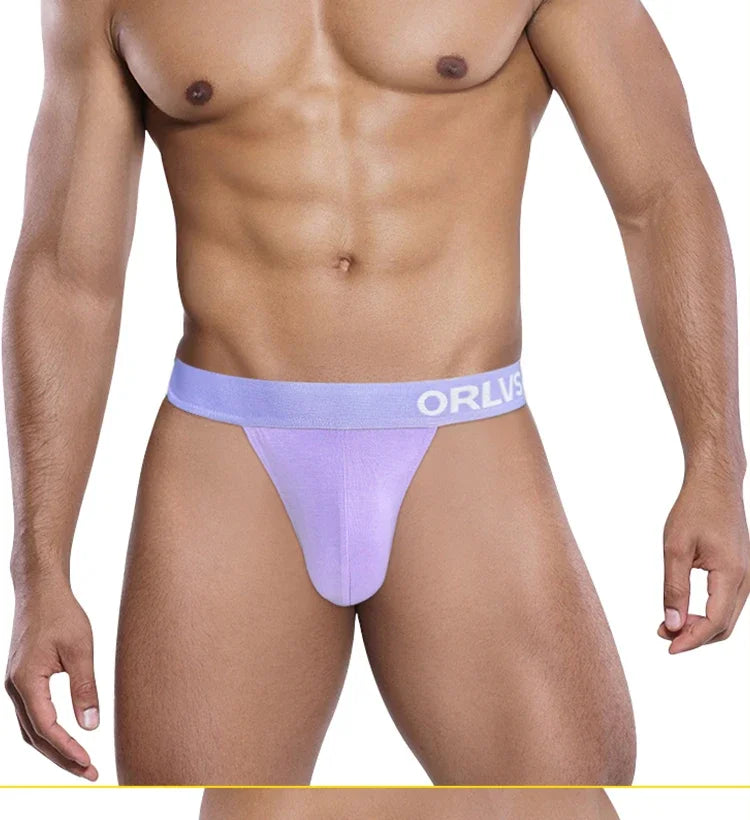 Modal Men's Sexy Briefs Low Waisted Bikini Thongs Jockstrap Underwear Gay Sissy Panties Calzoncillos Hombre - Cosmic Twink