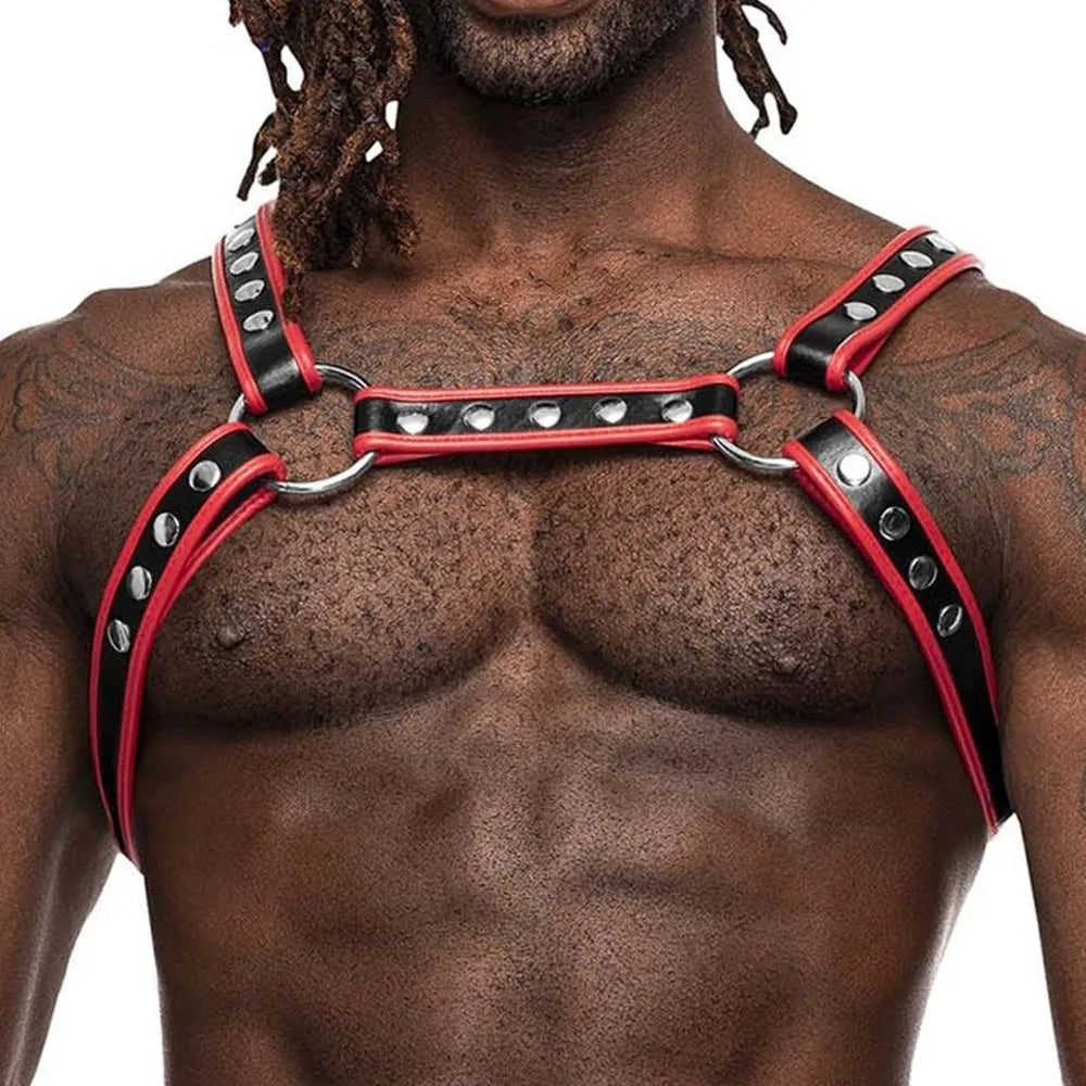 Gay Rave Harness Hot Man Body Chest Harness Belt Shoulder Strap Punk Rave Costumes Metal Conjoined Buckle Decoration Party - Cosmic Twink