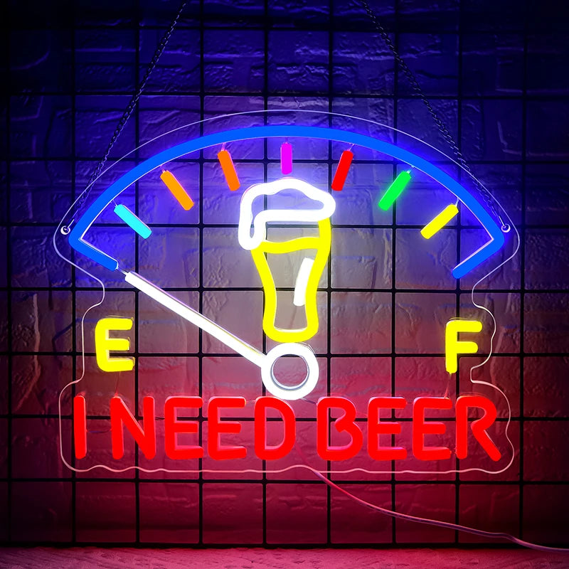 I Need Beer Neon Sign for Wall Decor Beer LED Light  Bar Neon Light for Man Cave Bar Party Restaurant Christmas Birthday Gift - Cosmic Twink