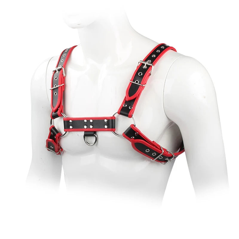 Fetish Gay Faux Leather Chest Harness Men Adjustable Sexual Body Bondage Cage Harness Belts Rave Gay Clothing for Adult Sex - Cosmic Twink