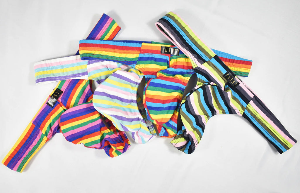 Gay Underwear Men Thongs Jockstrap Men Striped G Strings Thong Underwear Tanga Hombre Breathable Sexy Lingerie Cotton Underpants - Cosmic Twink