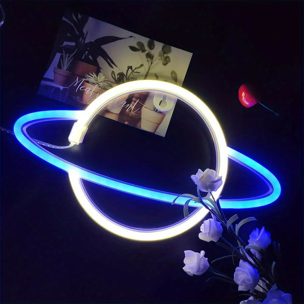 Planet Neon Sign, USB/Battery Powered Wall Decoration Sign, Bedroom, Boys and Girls Room, Game Room, Birthday Gift - Cosmic Twink