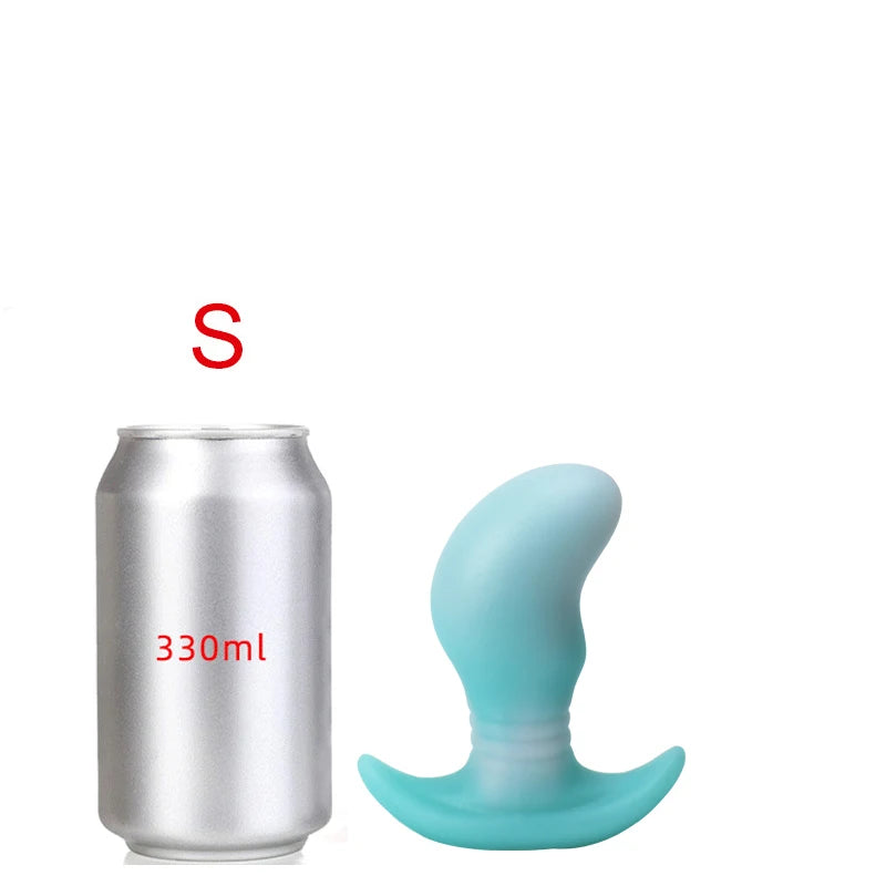 Glow in The Dark Colorful Silicone Buttocks Butt Plug Soft Women's Gay Men Prostate Massager - Cosmic Twink