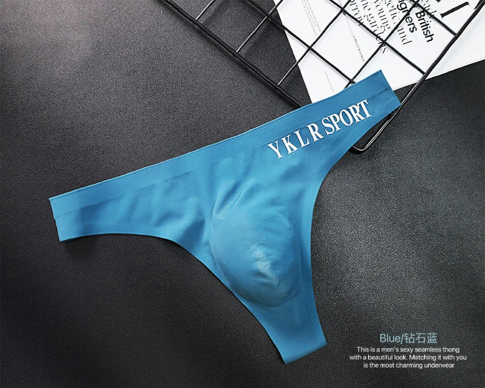 Men G-strings Men's Seamless Sexy Sports Fitness Panties Thin Low Waist Briefs Male Underwear Super Comfortable Plus Size - Cosmic Twink