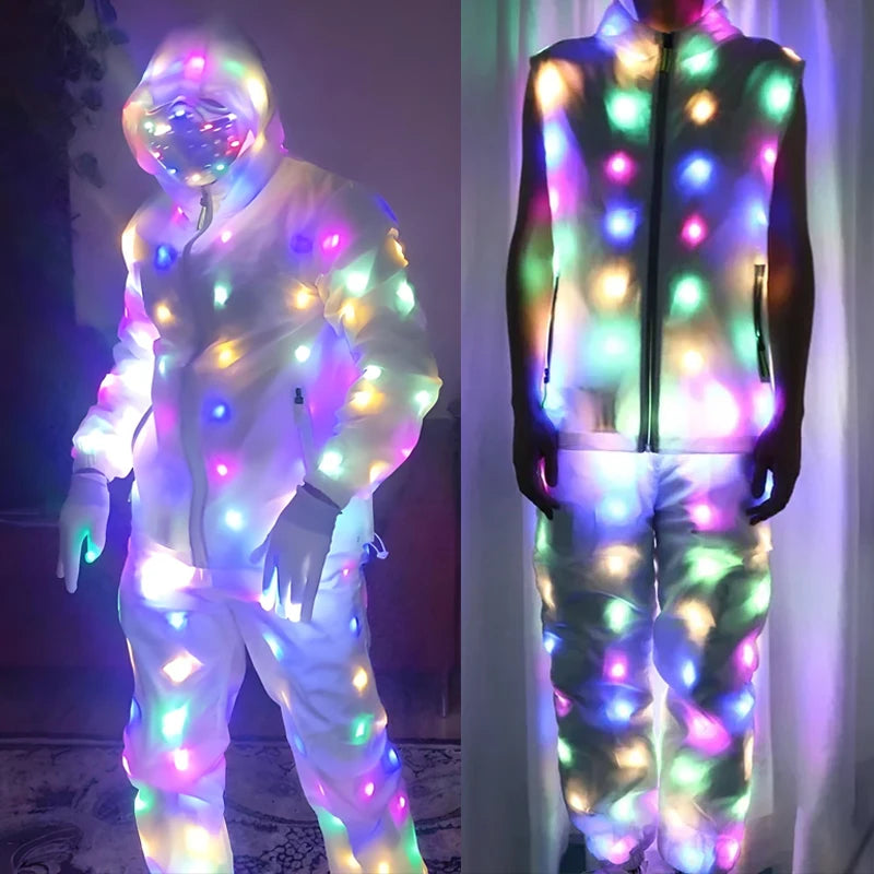 Glowing vest lumnious jacket with led lights Rave performance Dress for dancing man women night running led costume - Cosmic Twink