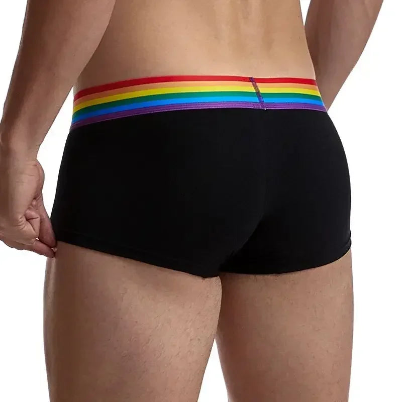 Rainbow Belt Man Underpants Boxershorts Cotton Men Boxers Male Breathable Underwear Men’s Panties Soft Boxer Briefs Balck White - Cosmic Twink