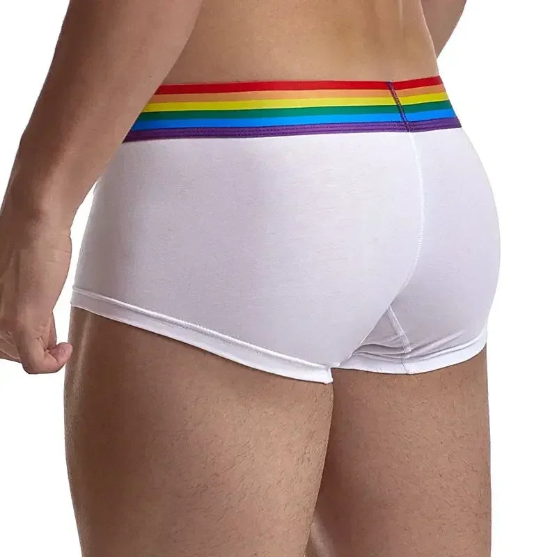 Rainbow Belt Man Underpants Boxershorts Cotton Men Boxers Male Breathable Underwear Men’s Panties Soft Boxer Briefs Balck White - Cosmic Twink