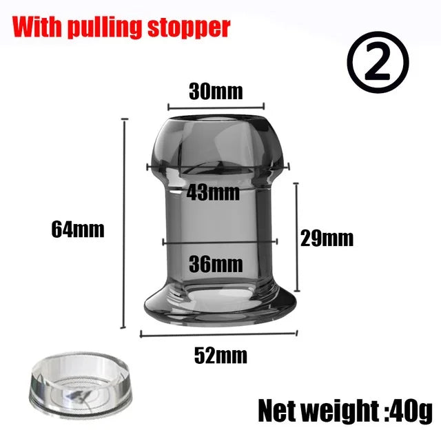 Hollow Speculum Peeking Anal Beads Butt Plug with Stopper Expander Tunnel Transparent Anus Dilation Adult Women Men Gay - Cosmic Twink