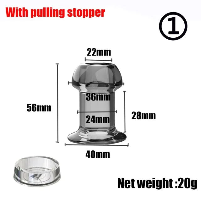 Hollow Speculum Peeking Anal Beads Butt Plug with Stopper Expander Tunnel Transparent Anus Dilation Adult Women Men Gay - Cosmic Twink