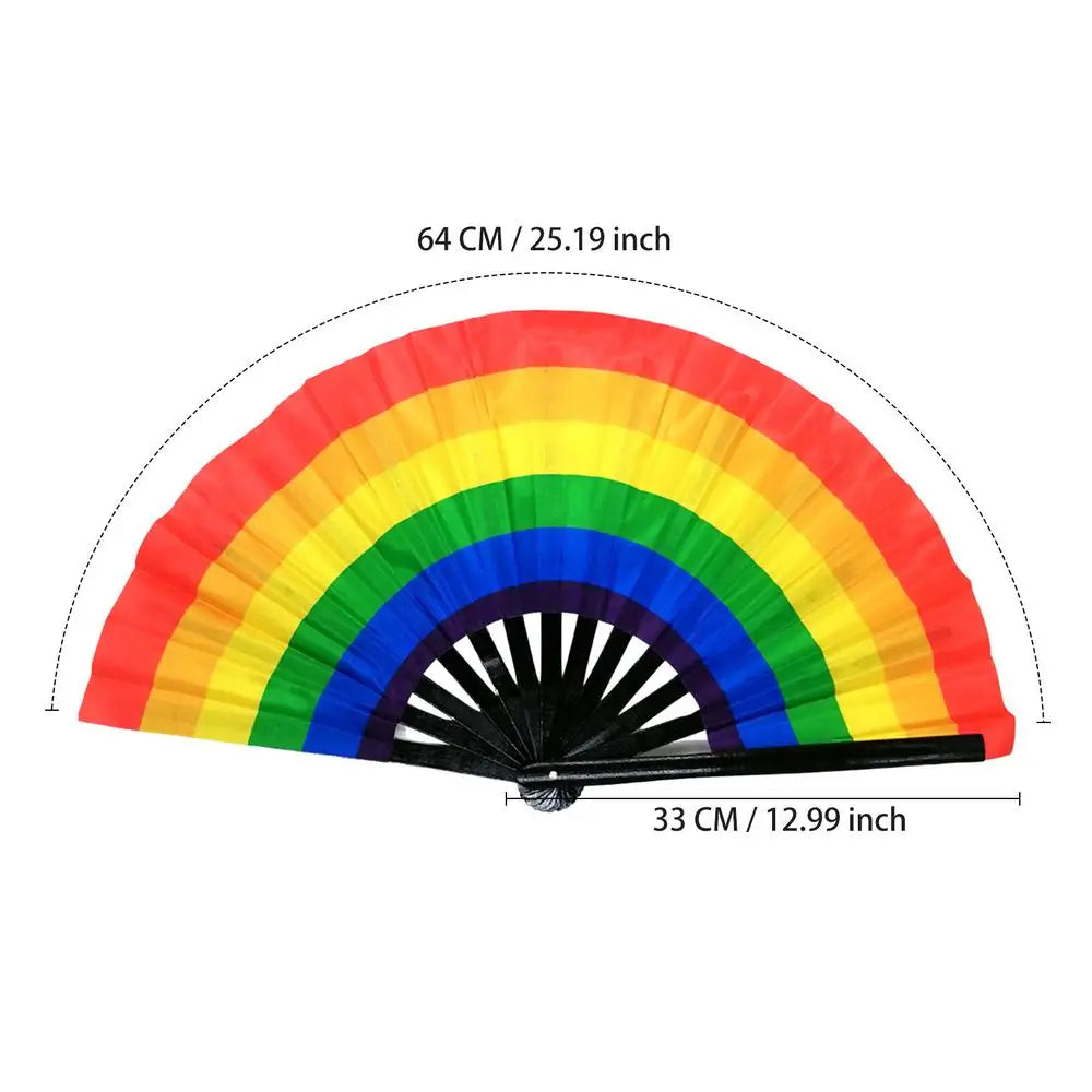 DJ Folding Fan Bar Disco Dance Fan Halloween Skull Print Hand Fan LGBT Gay Pride Rainbow Fan Chinese Kung Fu Folding Fan - Cosmic Twink