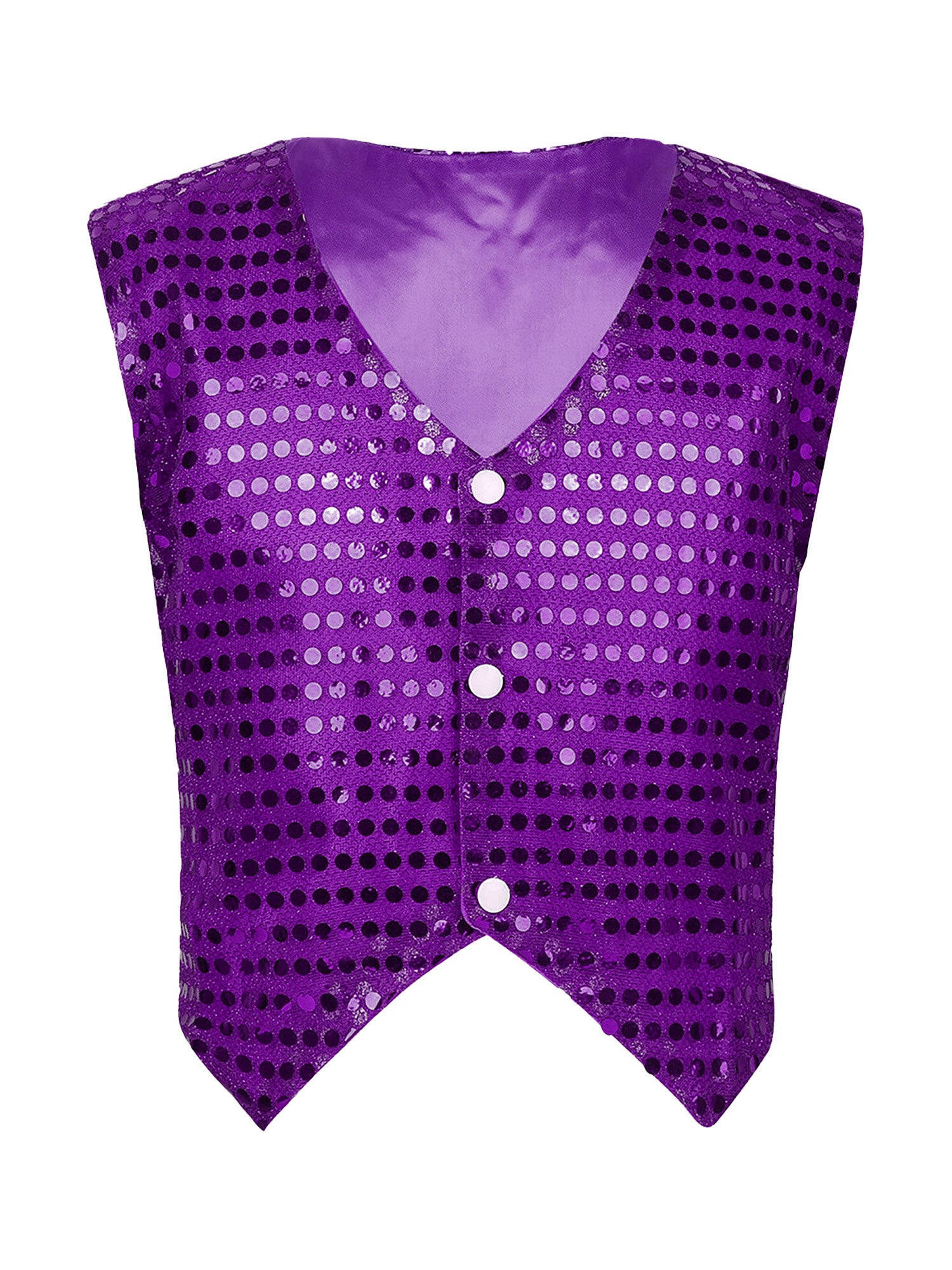 Mens Shiny Sequined Vest Tops V Neck Disco Irregular Hem Waistcoat Hiphop Jazz Dance Festival Rave Outfits Performance Costume - Cosmic Twink