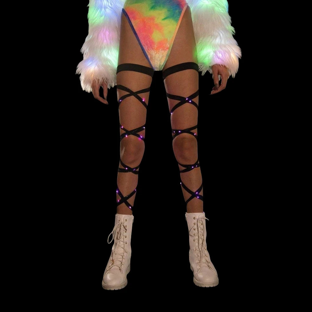 New Women's LED Rave Leg Wraps clothing accessories Personality Fashion Suitable For Multiple Scenarios LED lights Up Leg Wraps - Cosmic Twink