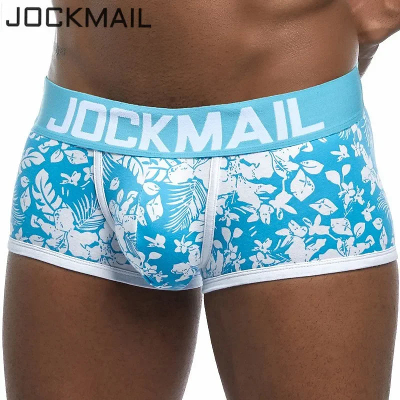 JOCKMAIL Male Panties Breathable Boxers Cotton Sexy Men Underwear U convex pouch Gay Underpants Printed 17 models boxershorts - Cosmic Twink