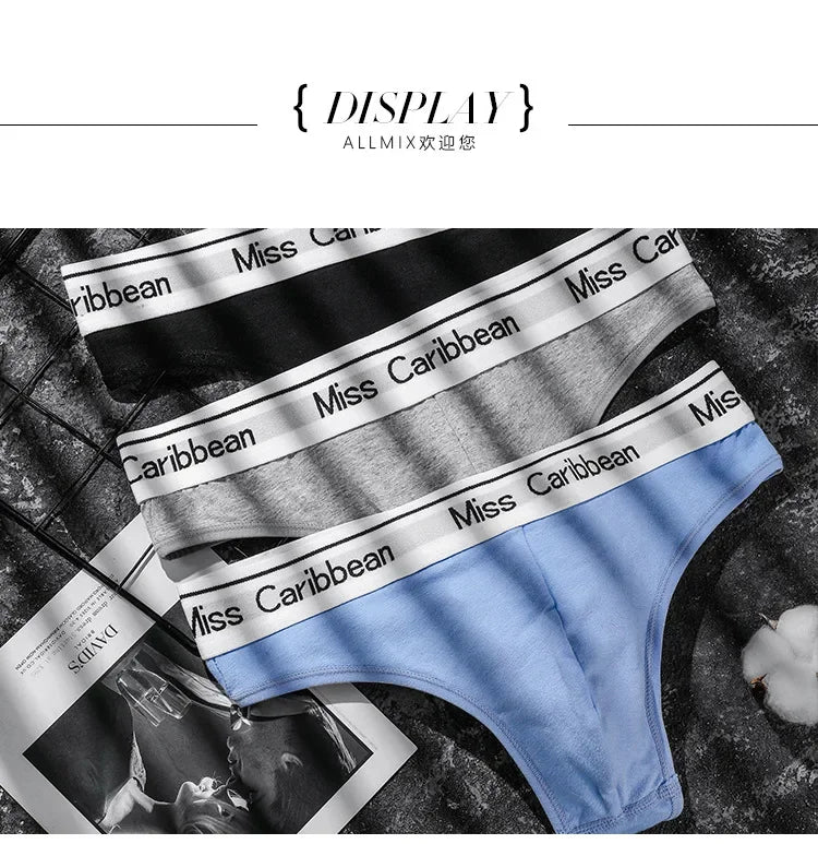 Lingerie sexy Men Underwear U Convex Sports Fitness Letter tanga hombre Cotton Low Waist strings Seamless Briefs Thong T Pants - Cosmic Twink