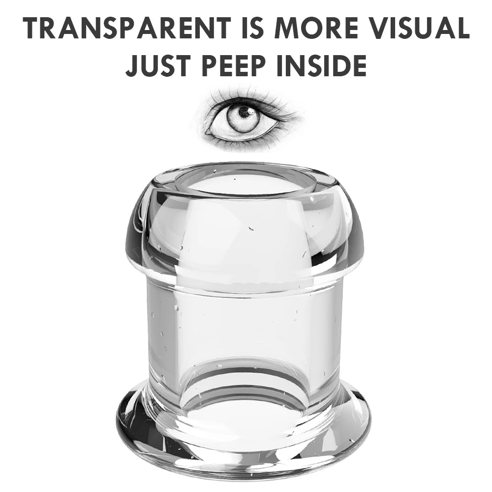Hollow Speculum Peeking Anal Beads Butt Plug with Stopper Expander Tunnel Transparent Anus Dilation Adult Women Men Gay - Cosmic Twink