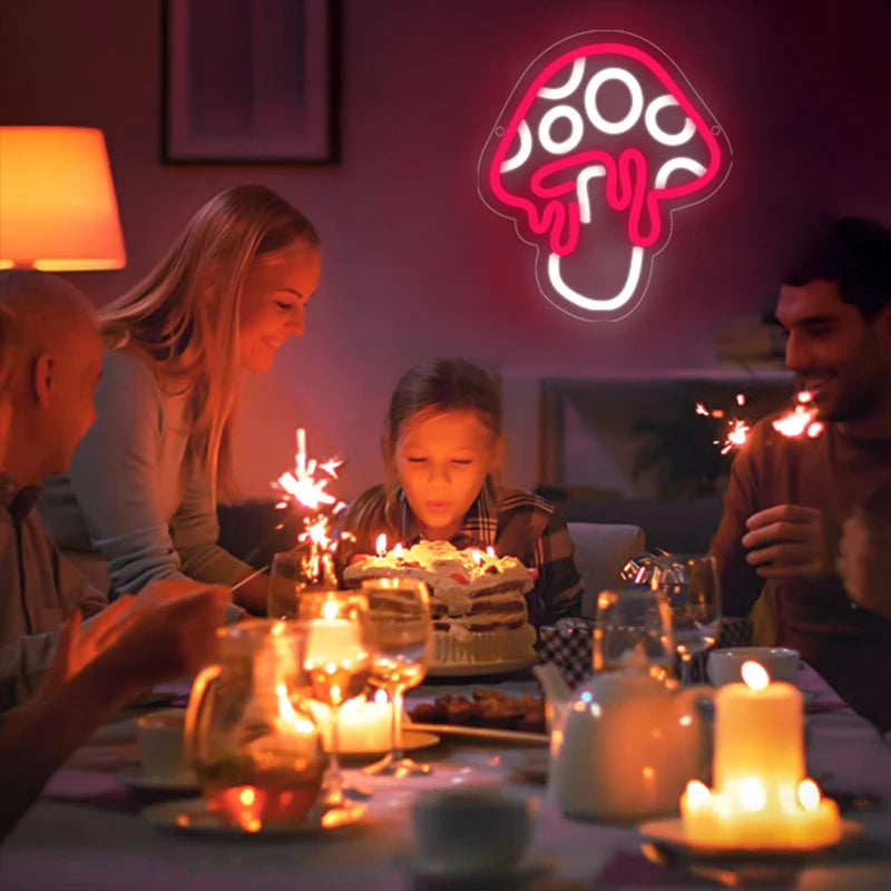 Mushroom Neon Sign Led Mushroom Neon Light  3d Wall Art Mushroom Night Neon Signs For Wall Decor Game Room Bedroom Decor - Cosmic Twink