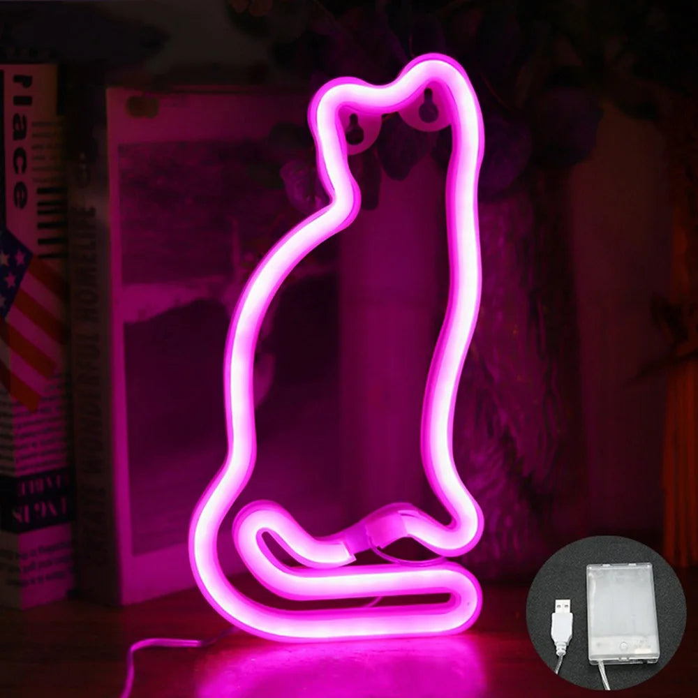 Butterfly Neon Sign USB/Battery Powered Cat LED Neon Light Skull Neon Lamp Wall Art Decor for Home Bedroom Birthday Gift Wedding - Cosmic Twink