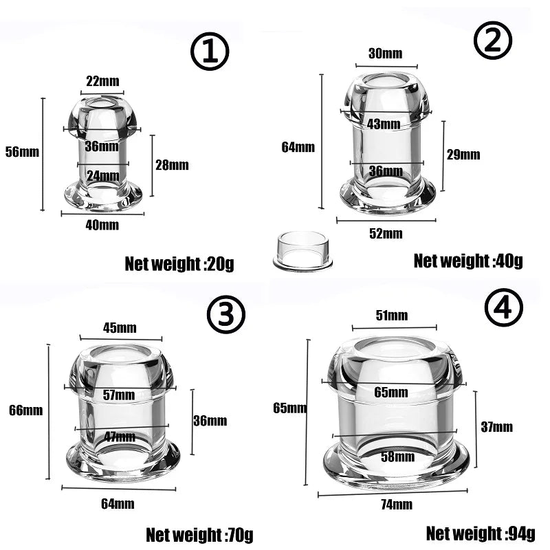 Hollow Speculum Peeking Anal Beads Butt Plug with Stopper Expander Tunnel Transparent Anus Dilation Adult Women Men Gay - Cosmic Twink