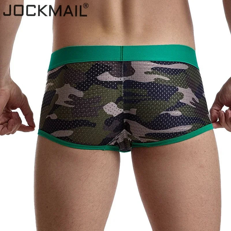 JOCKMAIL boxer men underwear men camouflage mesh underwear boxershorts men Breathable gay sexy underwear calzoncillos hombre - Cosmic Twink