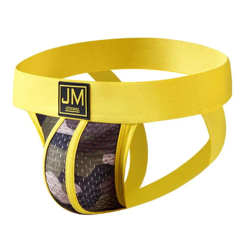 Jockmail Men Underwear Sexy Gay Jockstraps Tanga Athletic Supporter Men Underwear Jock Strap Camouflage Green Mesh Breathable - Cosmic Twink