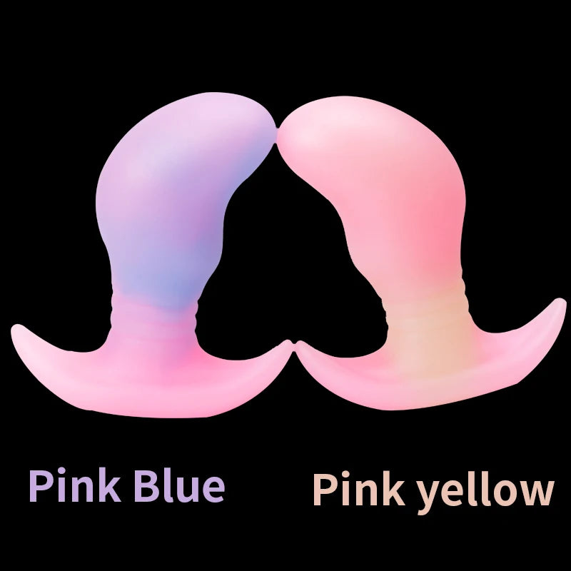 Glow in The Dark Colorful Silicone Buttocks Butt Plug Soft Women's Gay Men Prostate Massager - Cosmic Twink