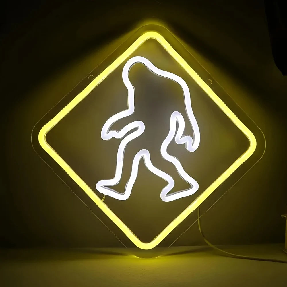 Bigfoot Neon Sign Light USB Powered Multicolor Wall Decor for Bedroom Man Cave Garage Perfect Gift for Fans And Friends - Cosmic Twink
