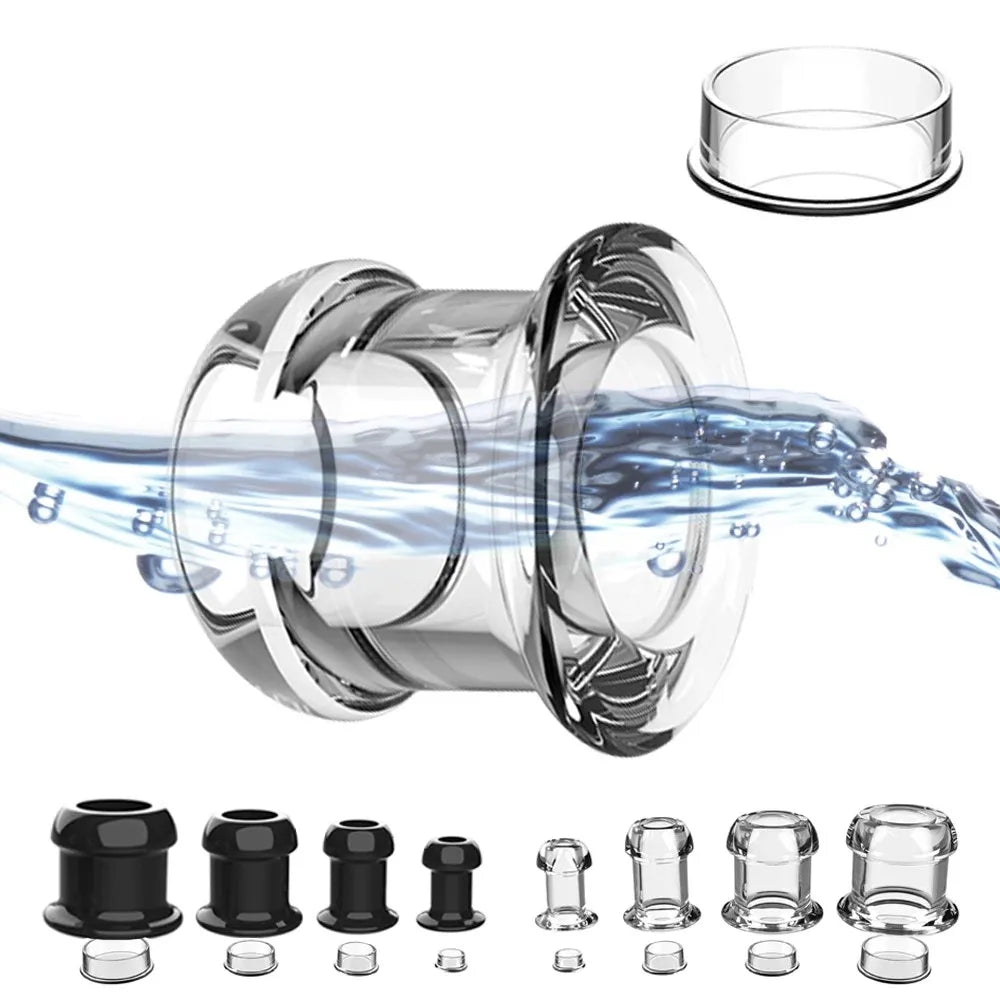 Hollow Speculum Peeking Anal Beads Butt Plug with Stopper Expander Tunnel Transparent Anus Dilation Adult Women Men Gay - Cosmic Twink