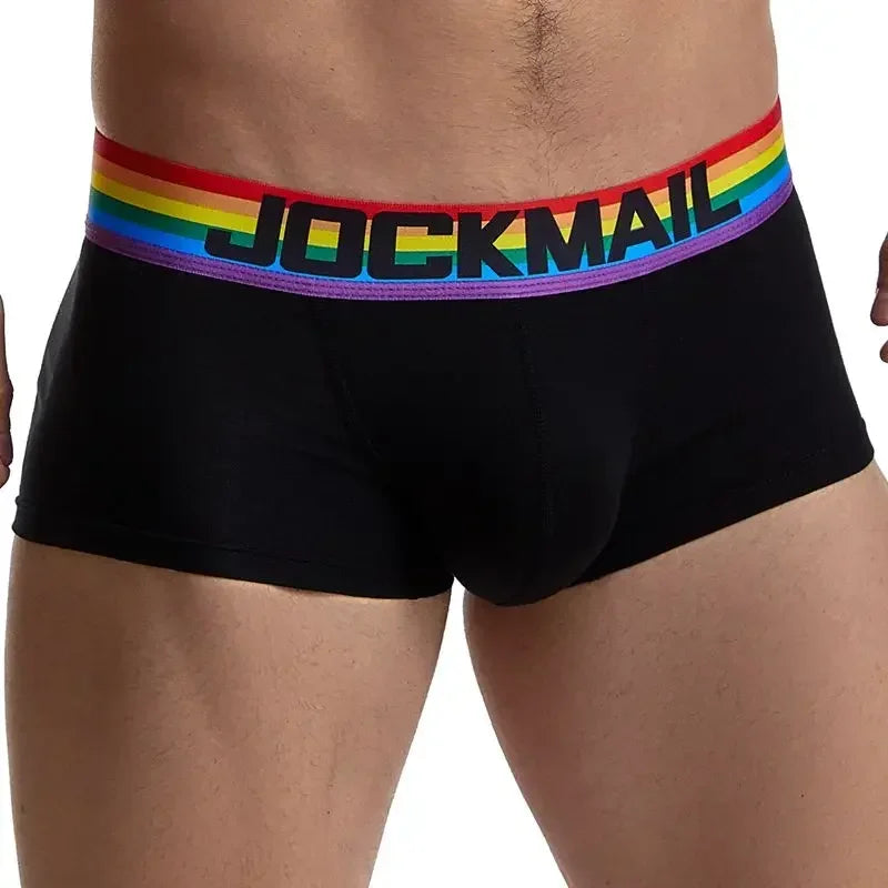 Rainbow Belt Man Underpants Boxershorts Cotton Men Boxers Male Breathable Underwear Men’s Panties Soft Boxer Briefs Balck White - Cosmic Twink
