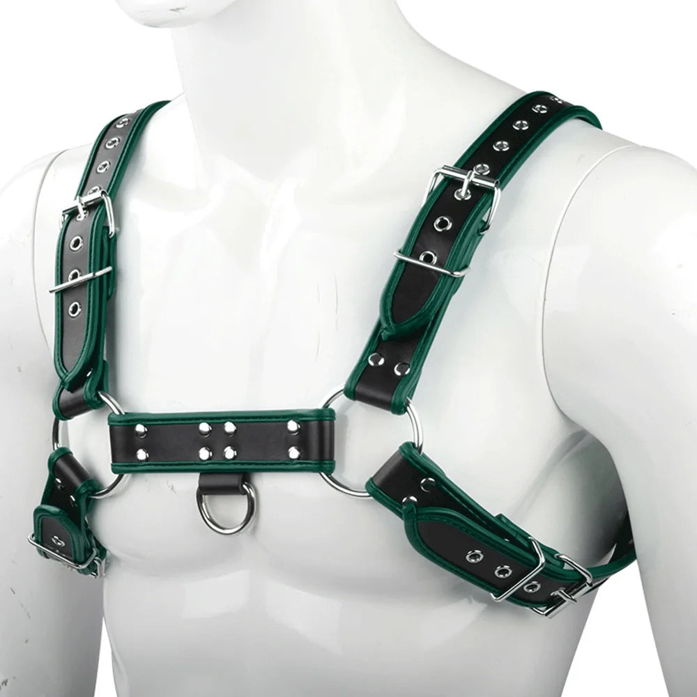 Fetish Gay Faux Leather Chest Harness Men Adjustable Sexual Body Bondage Cage Harness Belts Rave Gay Clothing for Adult Sex - Cosmic Twink