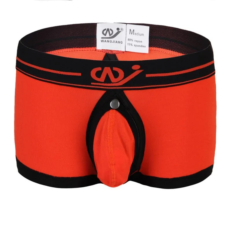 New WJ Brand Sexy Men Boxer Shorts  Trunks Low Waist Underpants Anal Opening Gay With Penis Pouch Underwear2016DPJ - Cosmic Twink