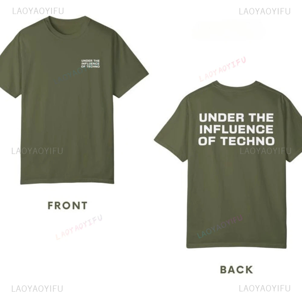 Under The Influence of Techno Rave Festival Music Party Outfit Graphic T Shirts Woman  Man Summer Music Festival Celebration - Cosmic Twink