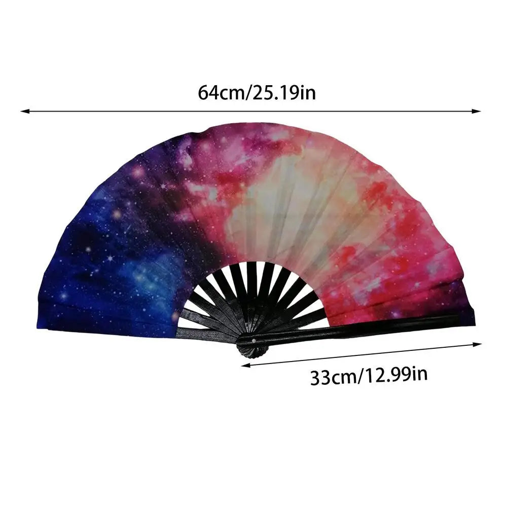 DJ Folding Fan Bar Disco Dance Fan Halloween Skull Print Hand Fan LGBT Gay Pride Rainbow Fan Chinese Kung Fu Folding Fan - Cosmic Twink