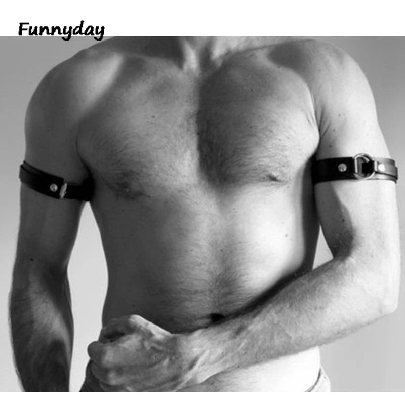 Gay Rave Harness Sexy Faux Leather Body Chest Harness Men Steampunk Gothic Fancy Club Party Belt Bondage Costume Armband Sex - Cosmic Twink