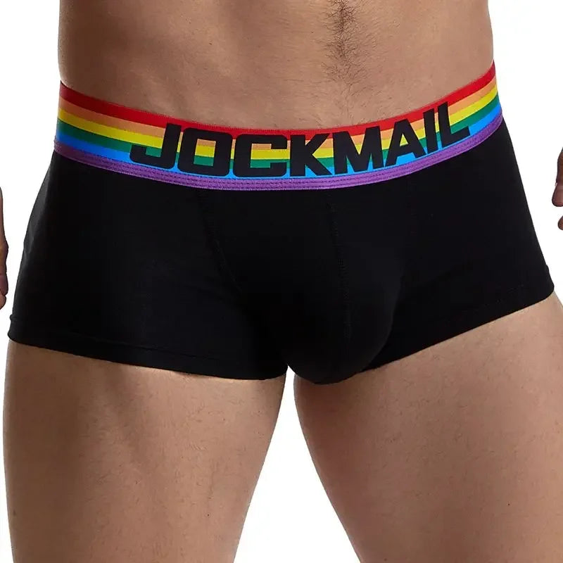 Rainbow Belt Man Underpants Boxershorts Cotton Men Boxers Male Breathable Underwear Men’s Panties Soft Boxer Briefs Balck White - Cosmic Twink