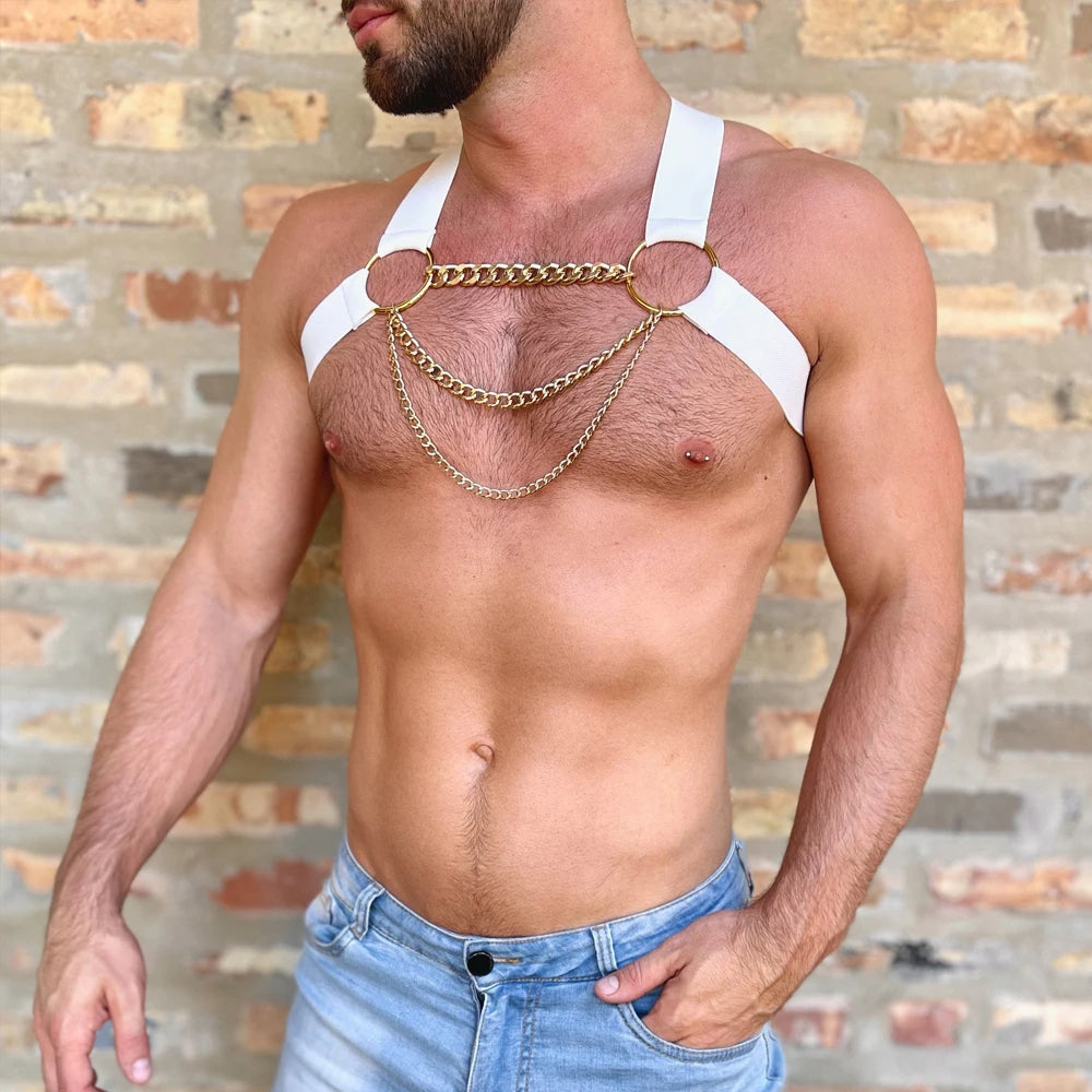 Men Harness Belts Fetish Gay Clothing for Sex Rave Sexual Elasticit Chest Adjustable BDSM Gay Body Bondage Cage Harness Lingerie