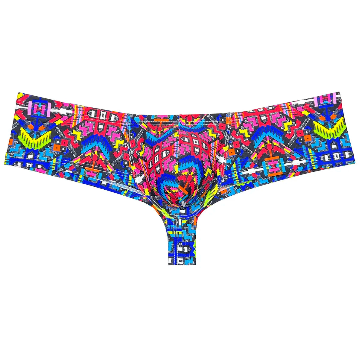 Sexy Mens Print Swim Thongs Ultrathin Quick-dry Swimwear Low-rise Bikini-Style Back Briefs Underwear Elastic Boxer Shorts Beach - Cosmic Twink