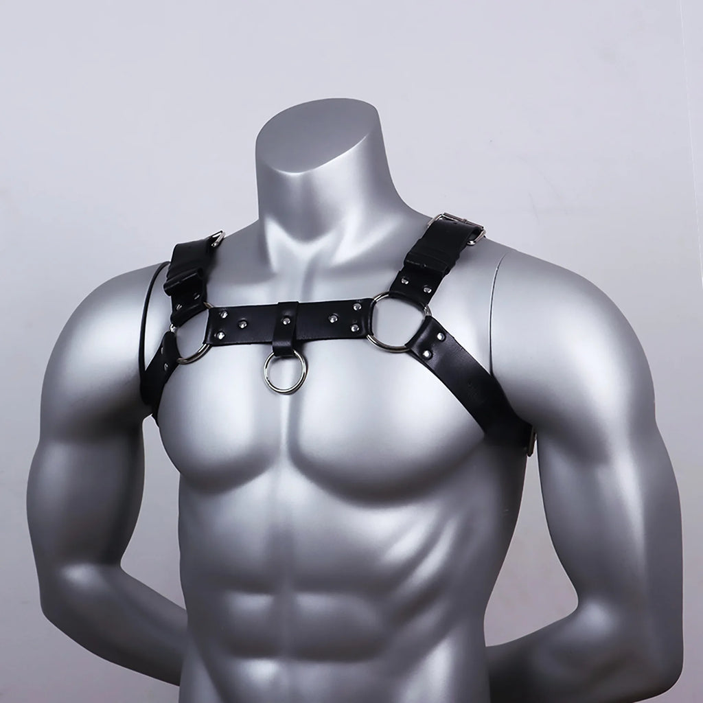 Gay Rave Harness Fetish Men Sexual Harness Belts Adjustable Leather Tops Body Chest Strap Erotic Rave Gay Clothing For BDSM - Cosmic Twink