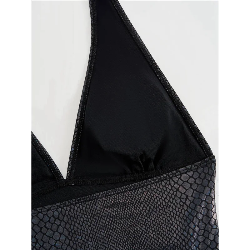 ASDS-Womens Rave Wear  Bodysuit Snakeskin Print Sexy- Swimsuit For Festival Dance Rave Clothing - Cosmic Twink