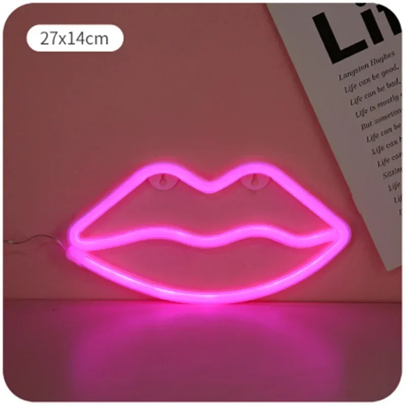 Mouth tongue Neon Light Sign LED Sexy Lips Lamp Decoration Table Room Shop Wall Party Gift USB & Battery Case Powered - Cosmic Twink
