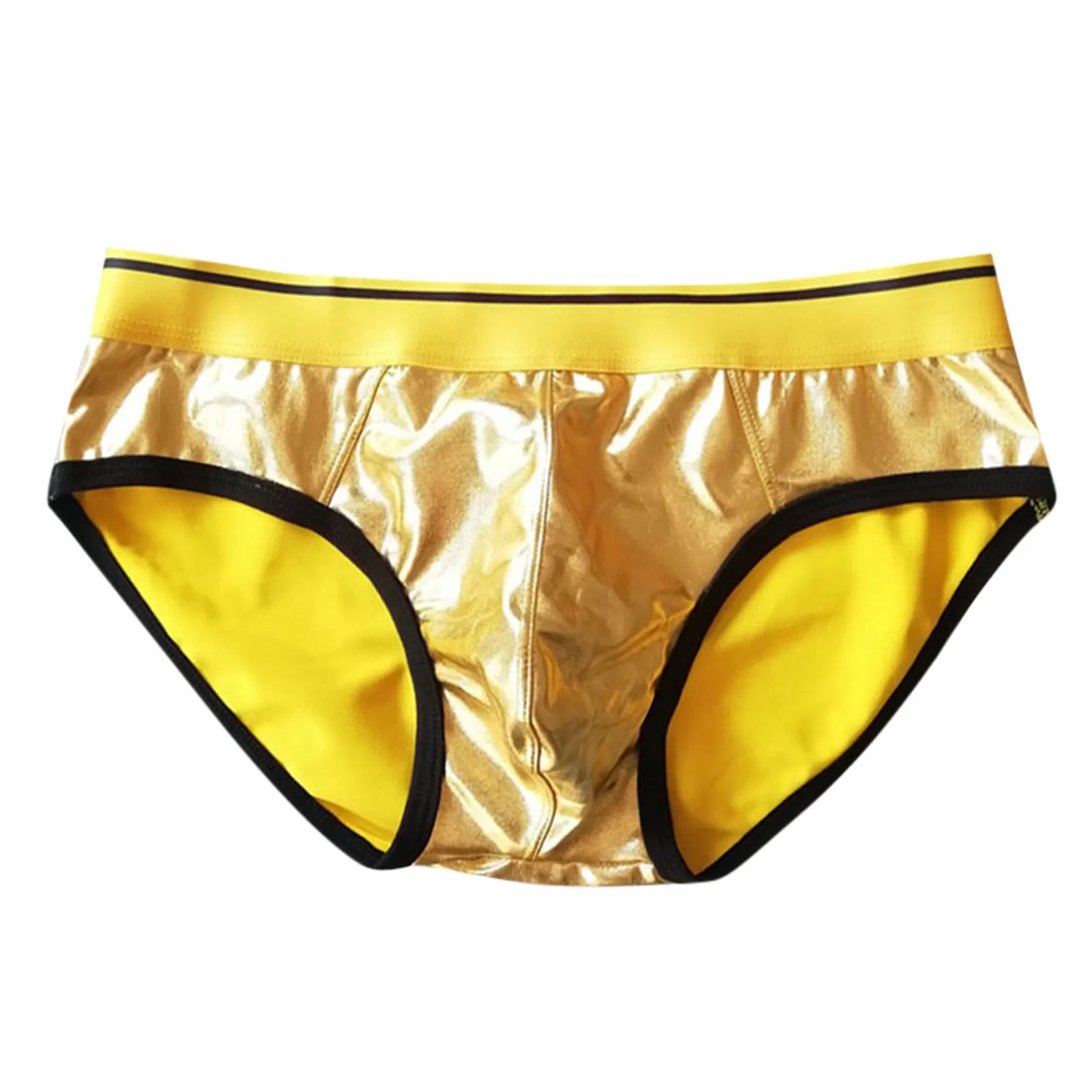 Mens Underwear Mens Triangle Pants Faux Leather Sexy Reflective Gold And Fun Elastic Tight Underwear Plus Size стринги мужские - Cosmic Twink