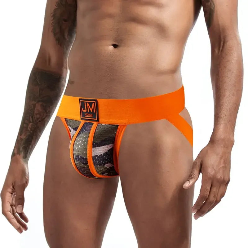 Jockmail Men Underwear Sexy Gay Jockstraps Tanga Athletic Supporter Men Underwear Jock Strap Camouflage Green Mesh Breathable - Cosmic Twink