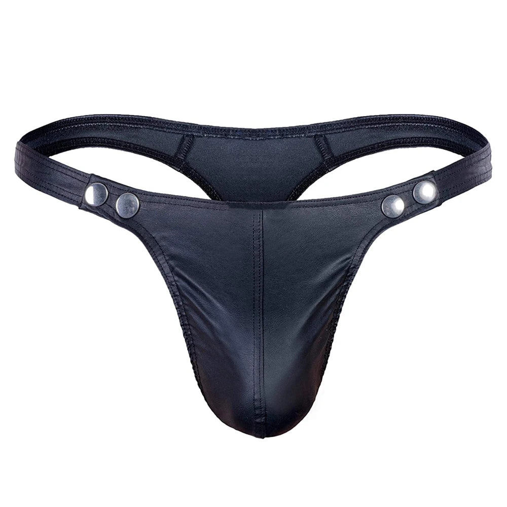 Gay String Sexy Underwear for Men 2023 Slip Man Pu Leather Penis Pouch Ultra Thin Thong and Jockstrap T-Back Male Hot Panties - Cosmic Twink